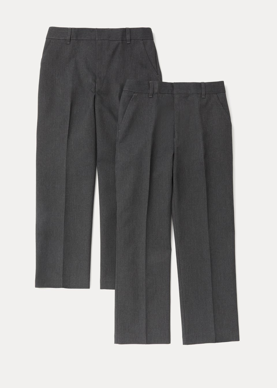 Boys 2 Pack Grey Generous Fit School Trousers (6-13yrs) - Matalan