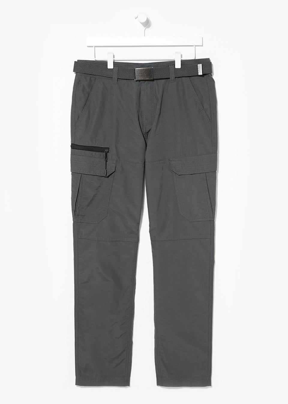 Grey Straight Fit Belted Cargo Trousers Matalan