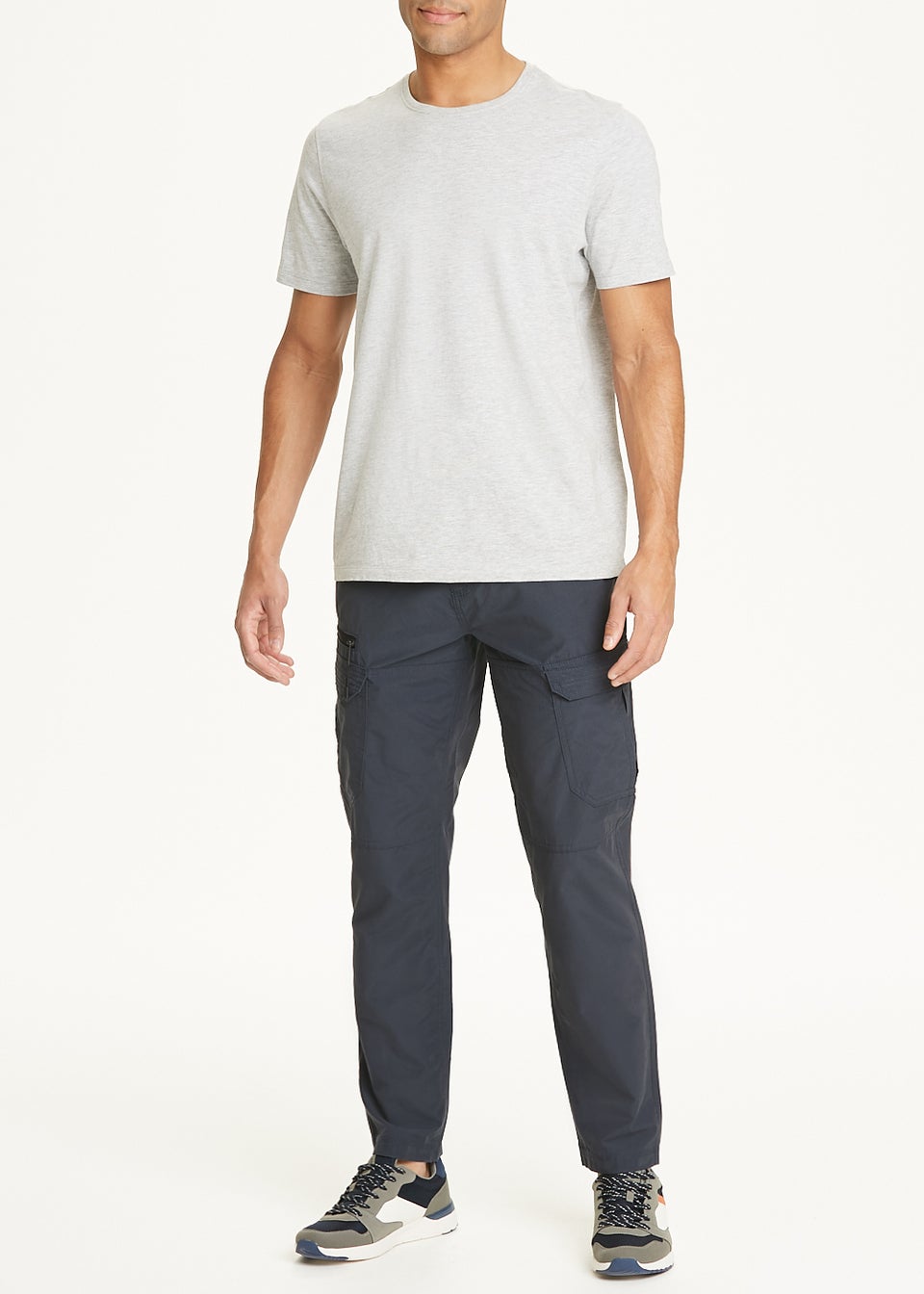 Navy Straight Fit Belted Cargo Trousers