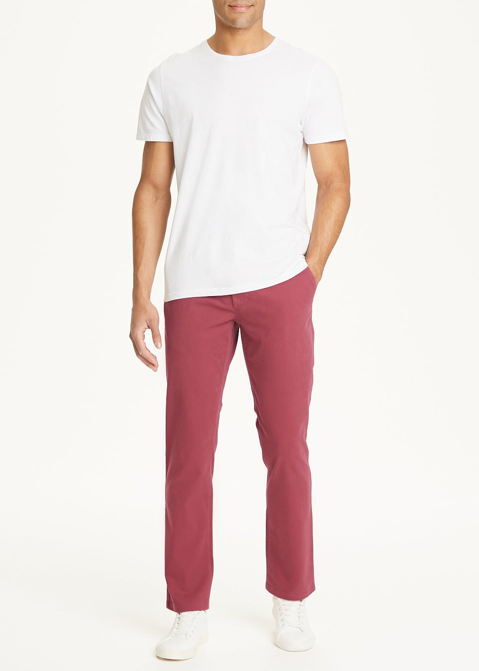 Dark Red Straight Fit Stretch Chinos