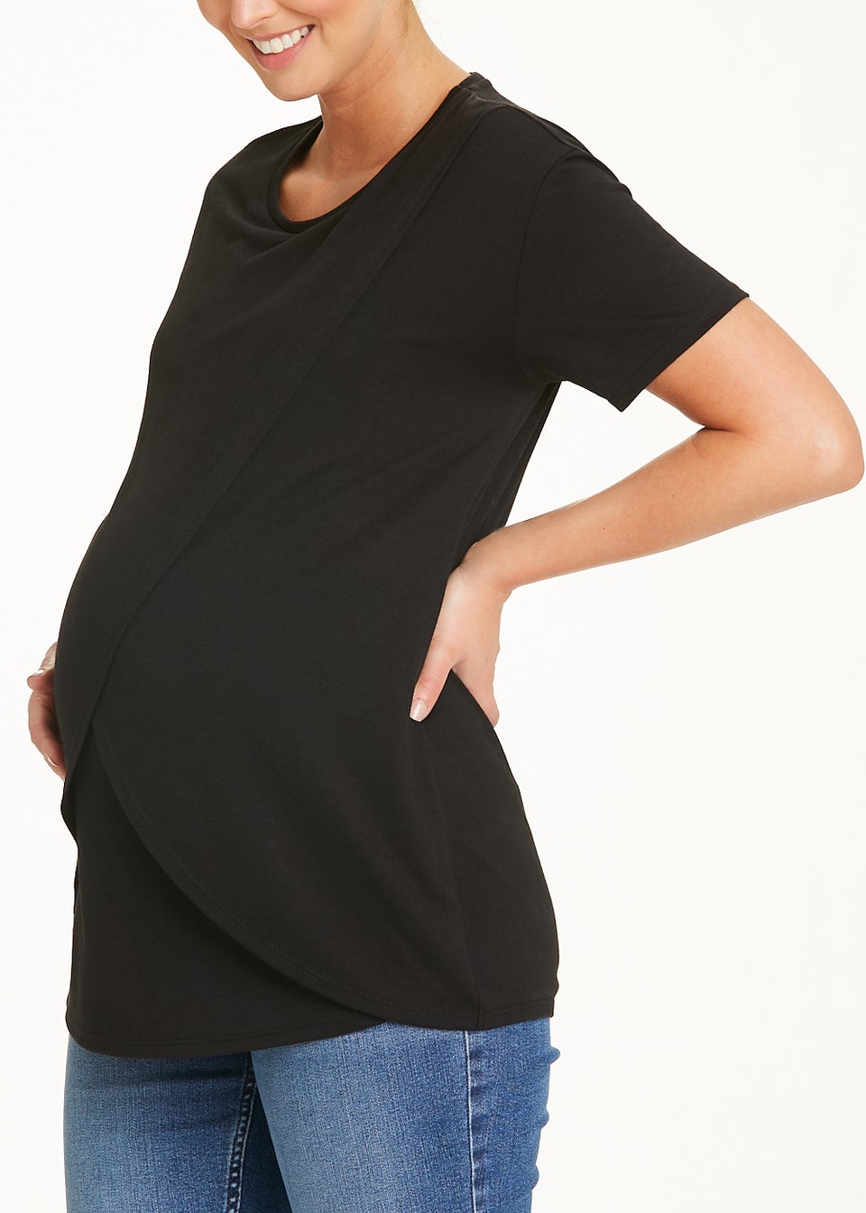 Maternity Black Wrap Nursing Top