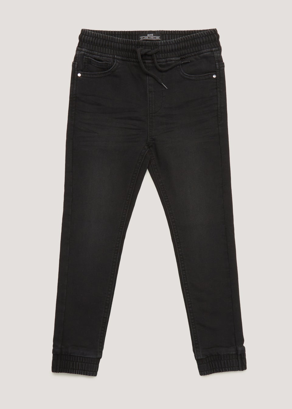 Boys Black Cuffed Jersey Denim Jeans (4-13yrs)