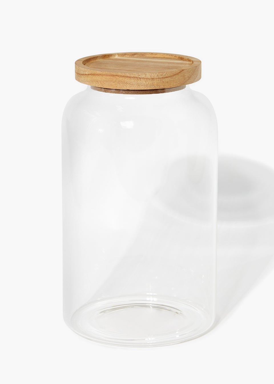 Large Wood Lid Glass Storage Jar (24cm x 14cm)