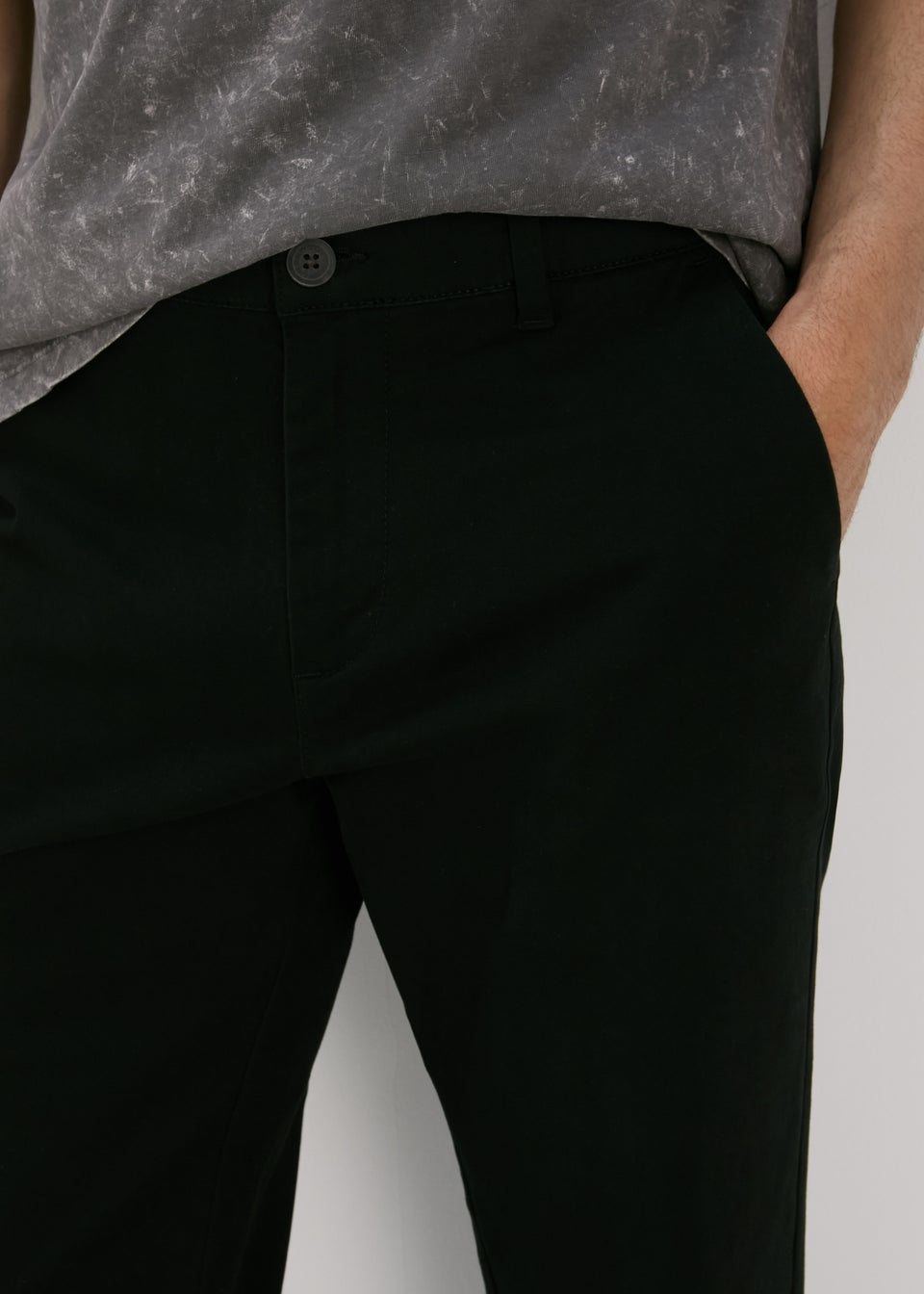 Black Straight Fit Stretch Chinos