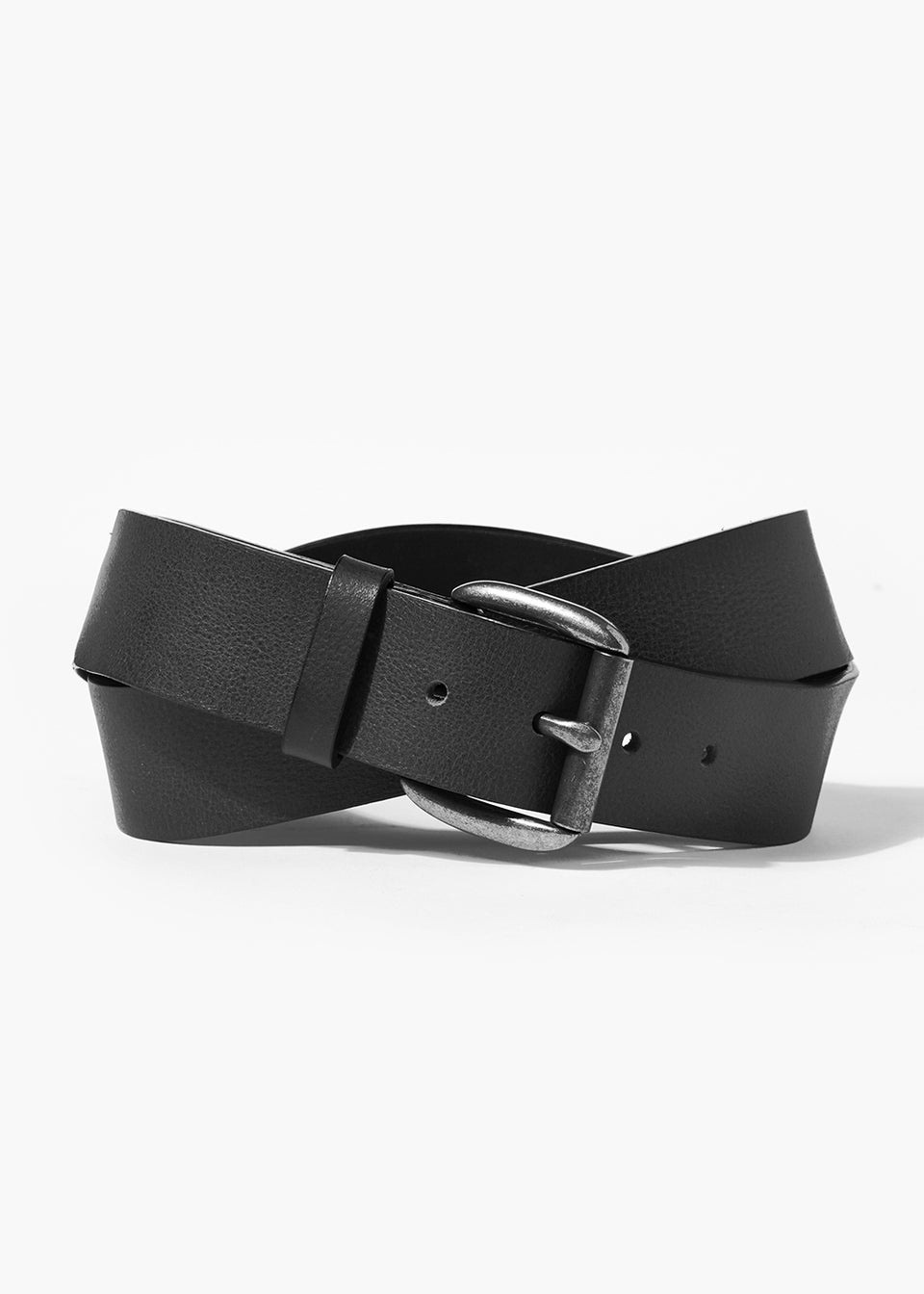 Black Leather Belt - Matalan
