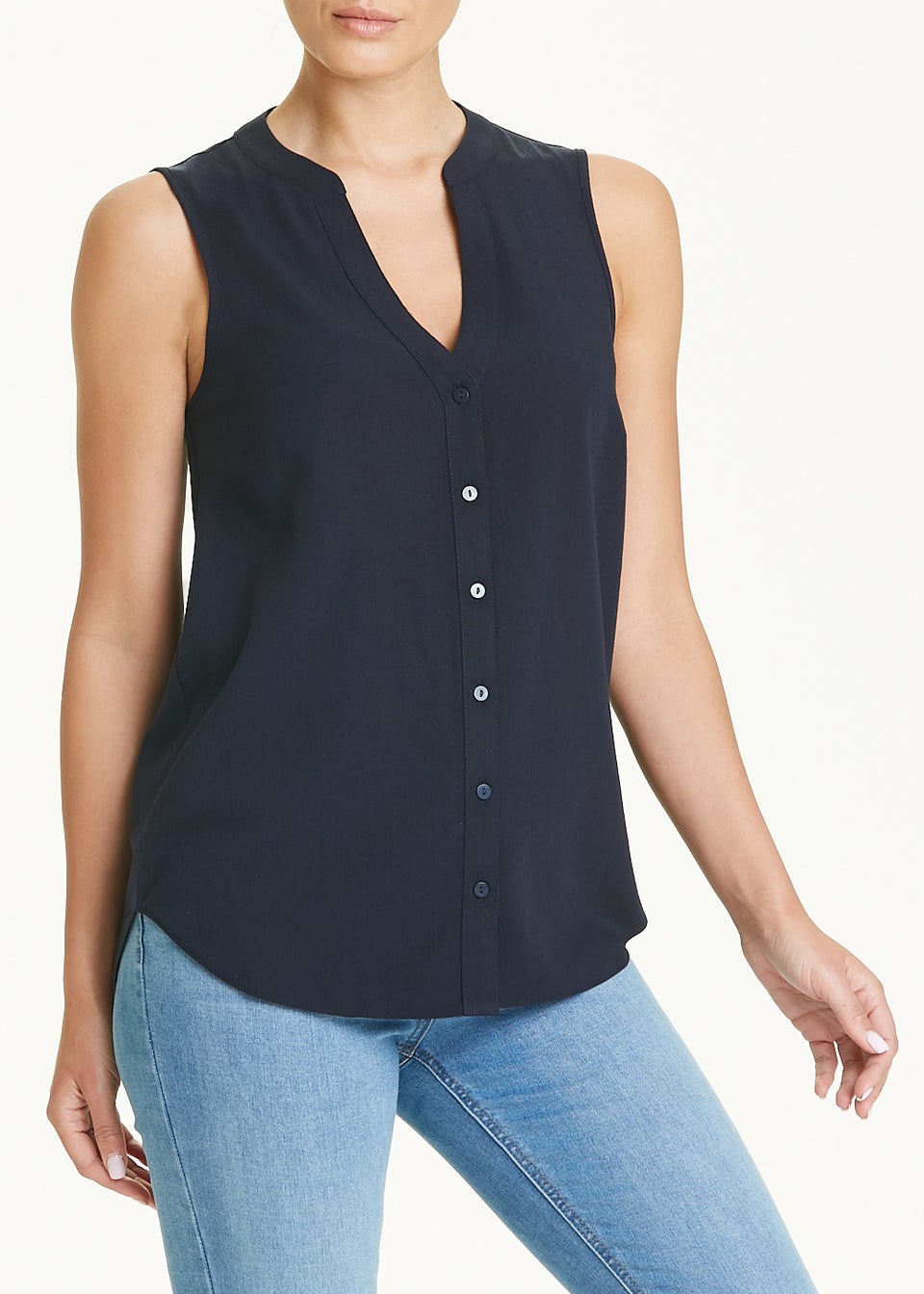 Navy Sleeveless Blouse