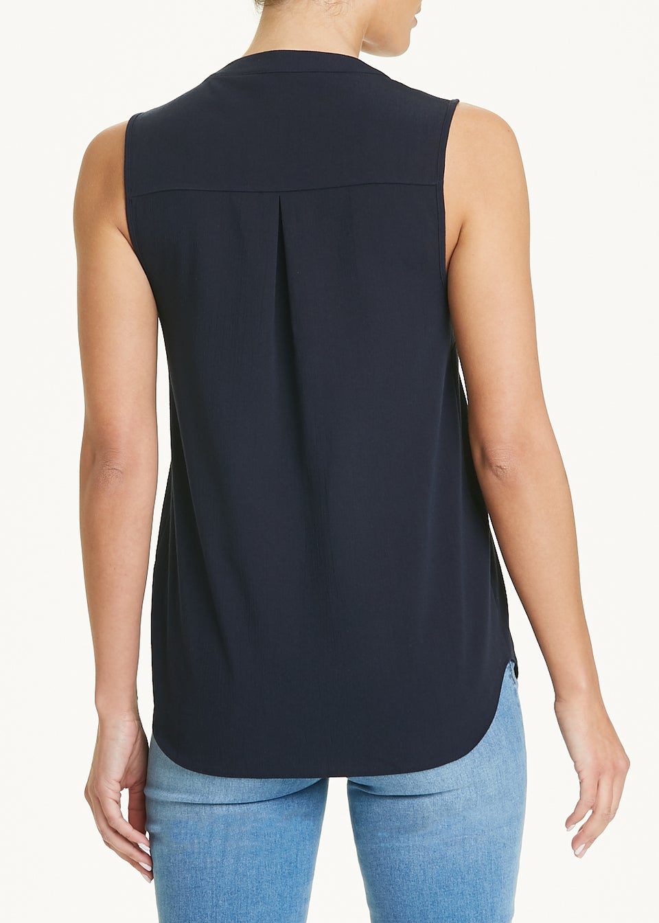 Navy Sleeveless Blouse