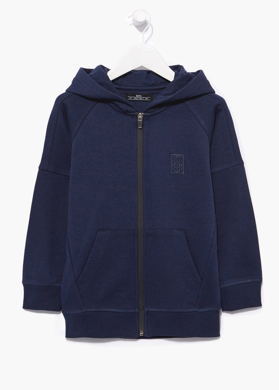 Boys Navy Waffle Zip Up Hoodie 4 15yrs