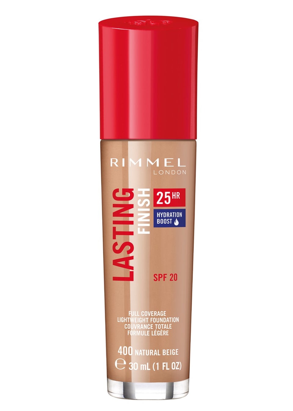 Rimmel London Lasting Finish 25Hr Foundation SPF20 - 400 Natural Beige (50ml)