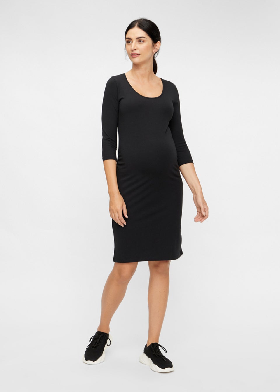 Black midi bodycon maternity dress clearance