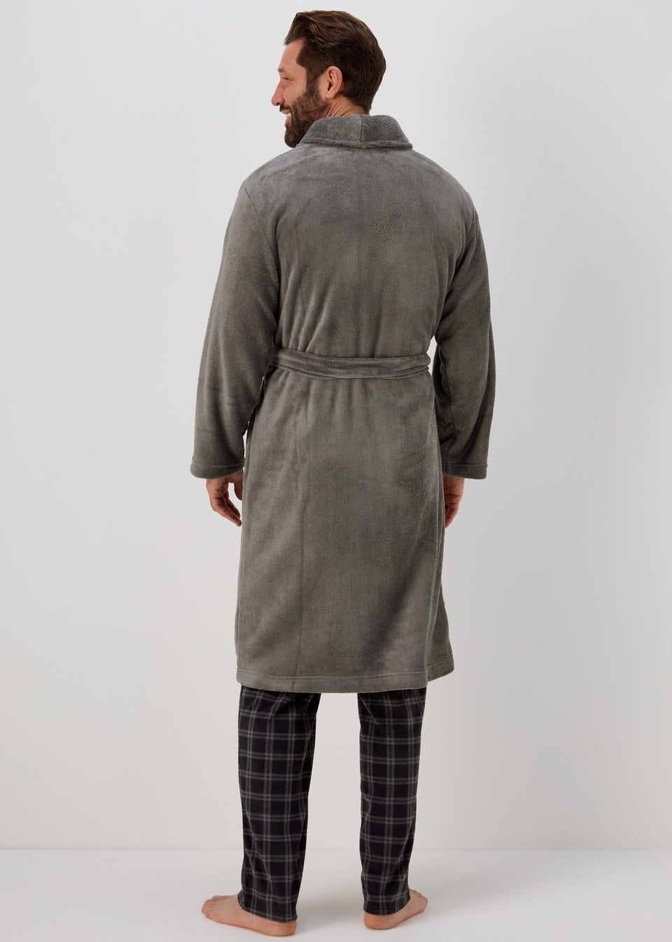 Grey Fleece Dressing Gown Matalan