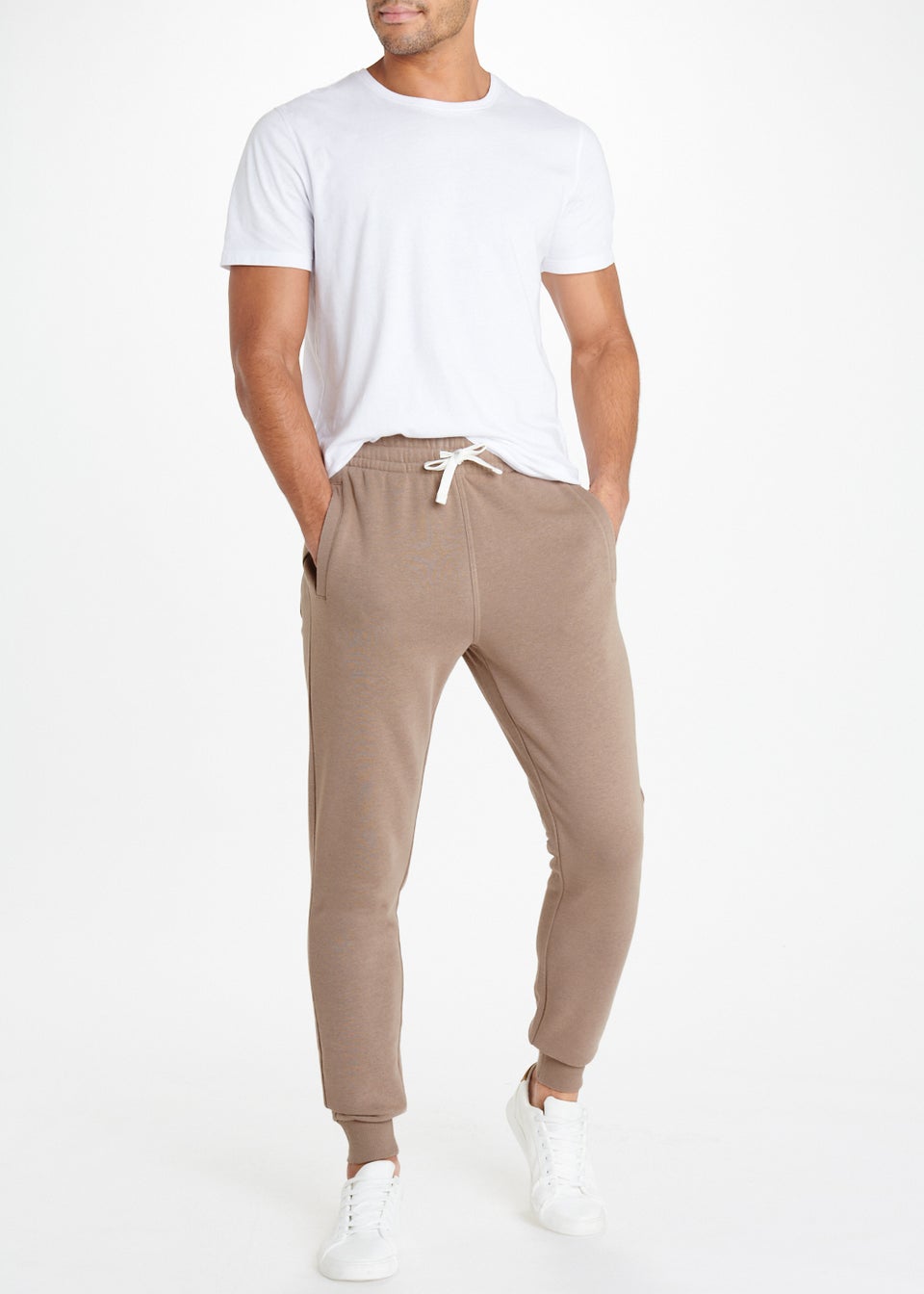 Taupe Slim Fit Cuffed Joggers