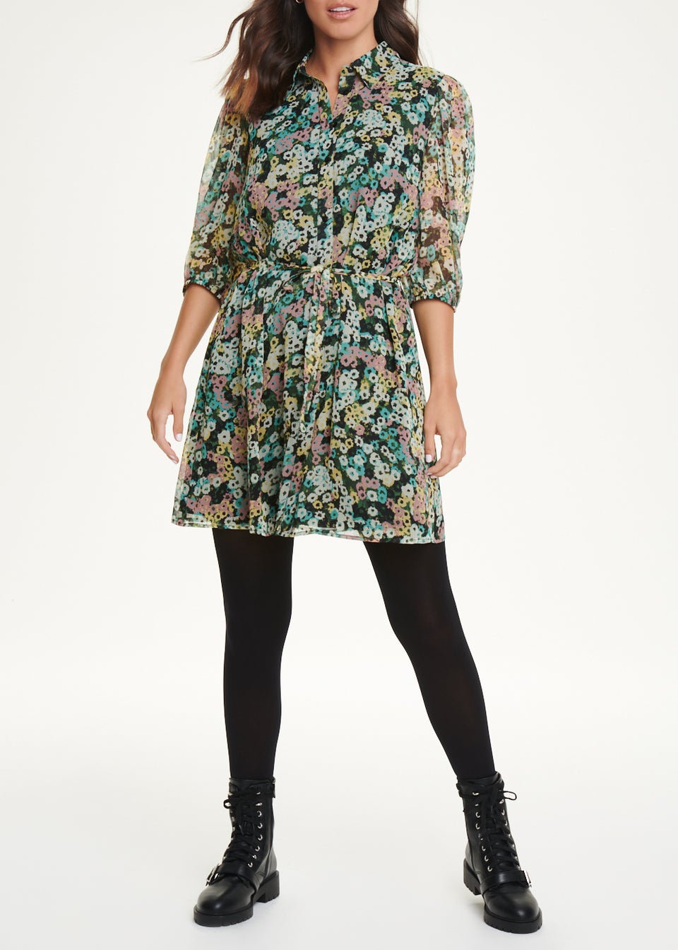 Jdy floral tie waist mini dress shop