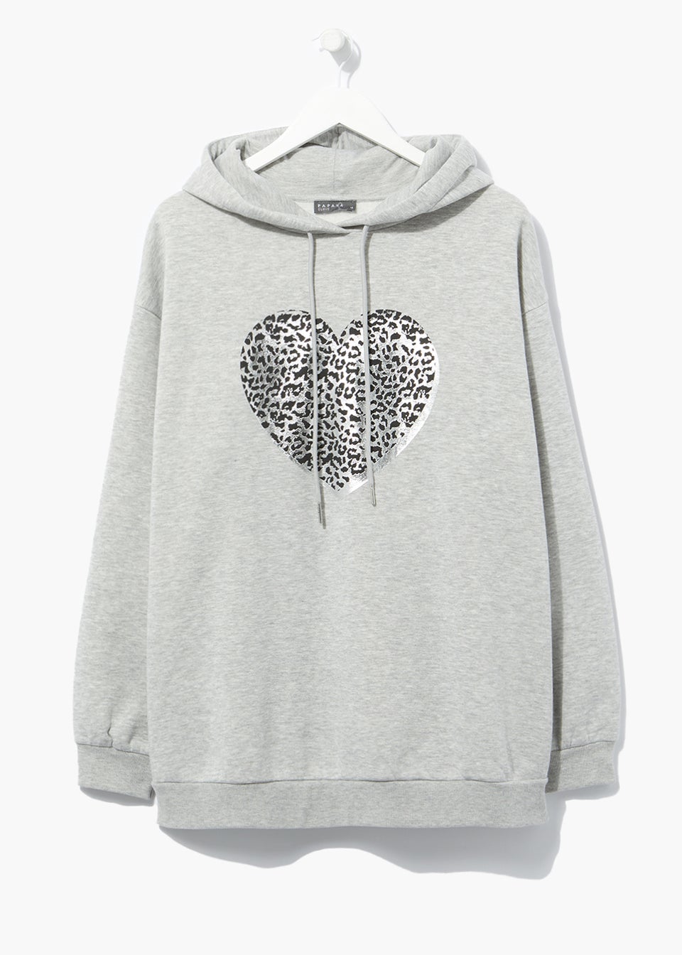 Papaya Curve Grey Animal Print Heart Hoodie