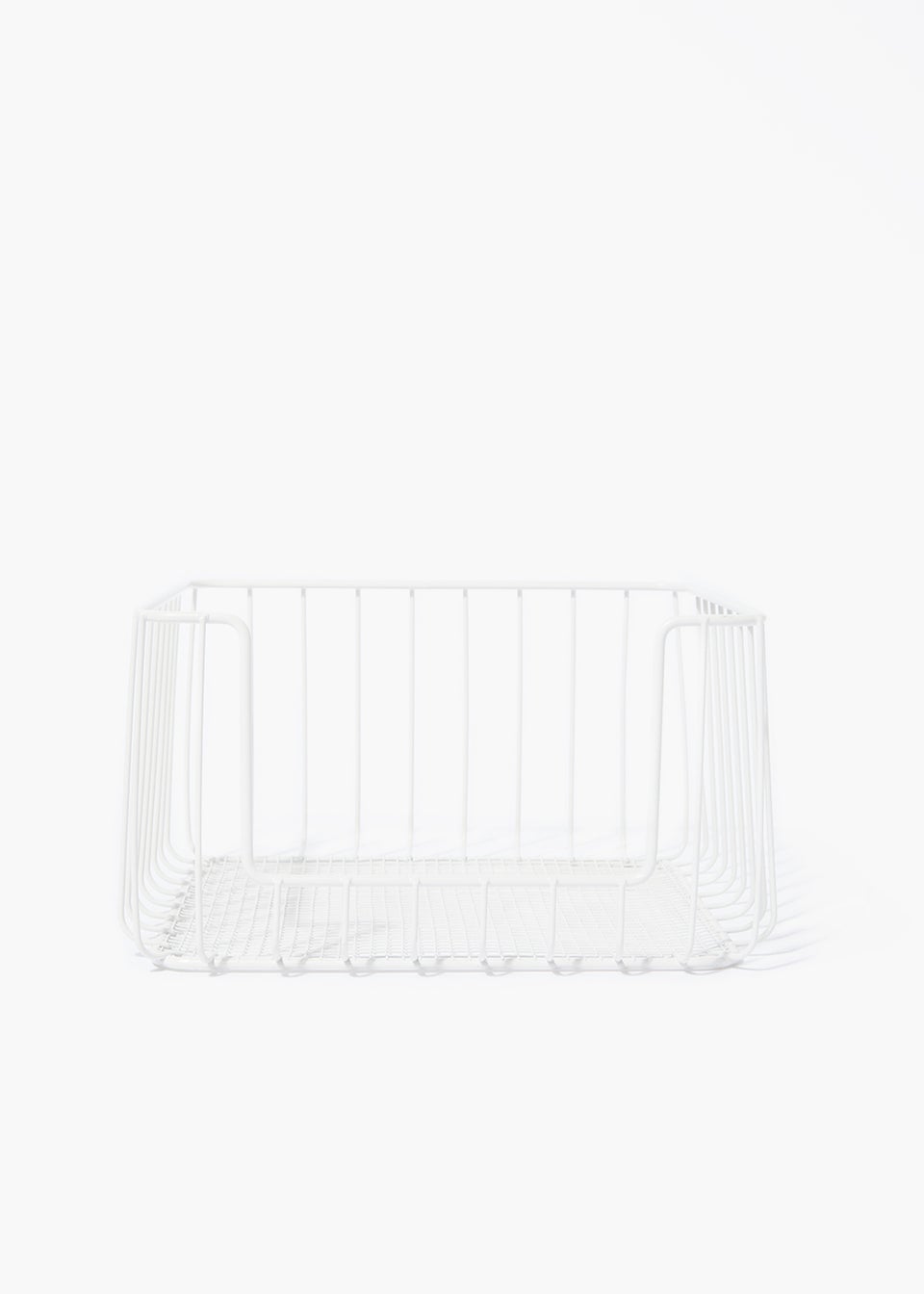 White Wire Stackable Storage Basket (13.5cm x 25cm)