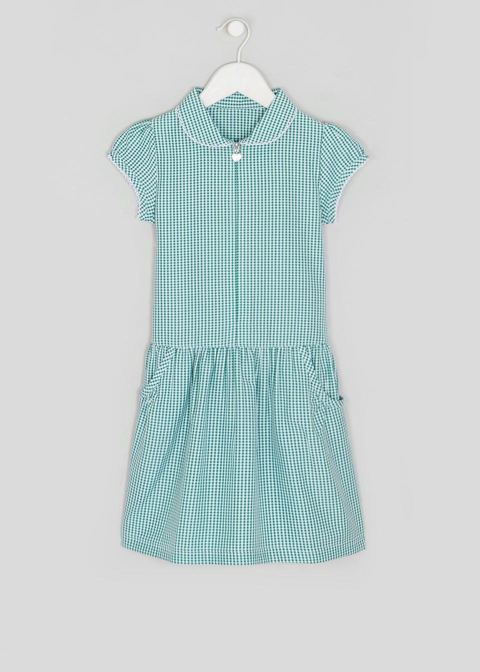 Girls Green Gingham Drop Waist School Dress (4-13yrs)