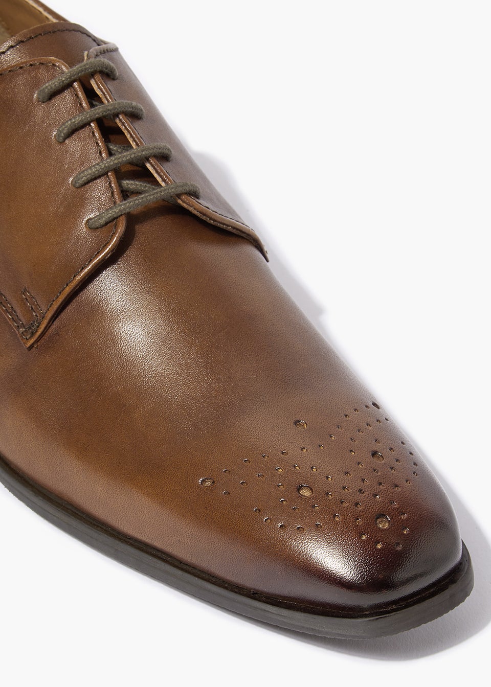 Brown Punch Detail Derby Shoes