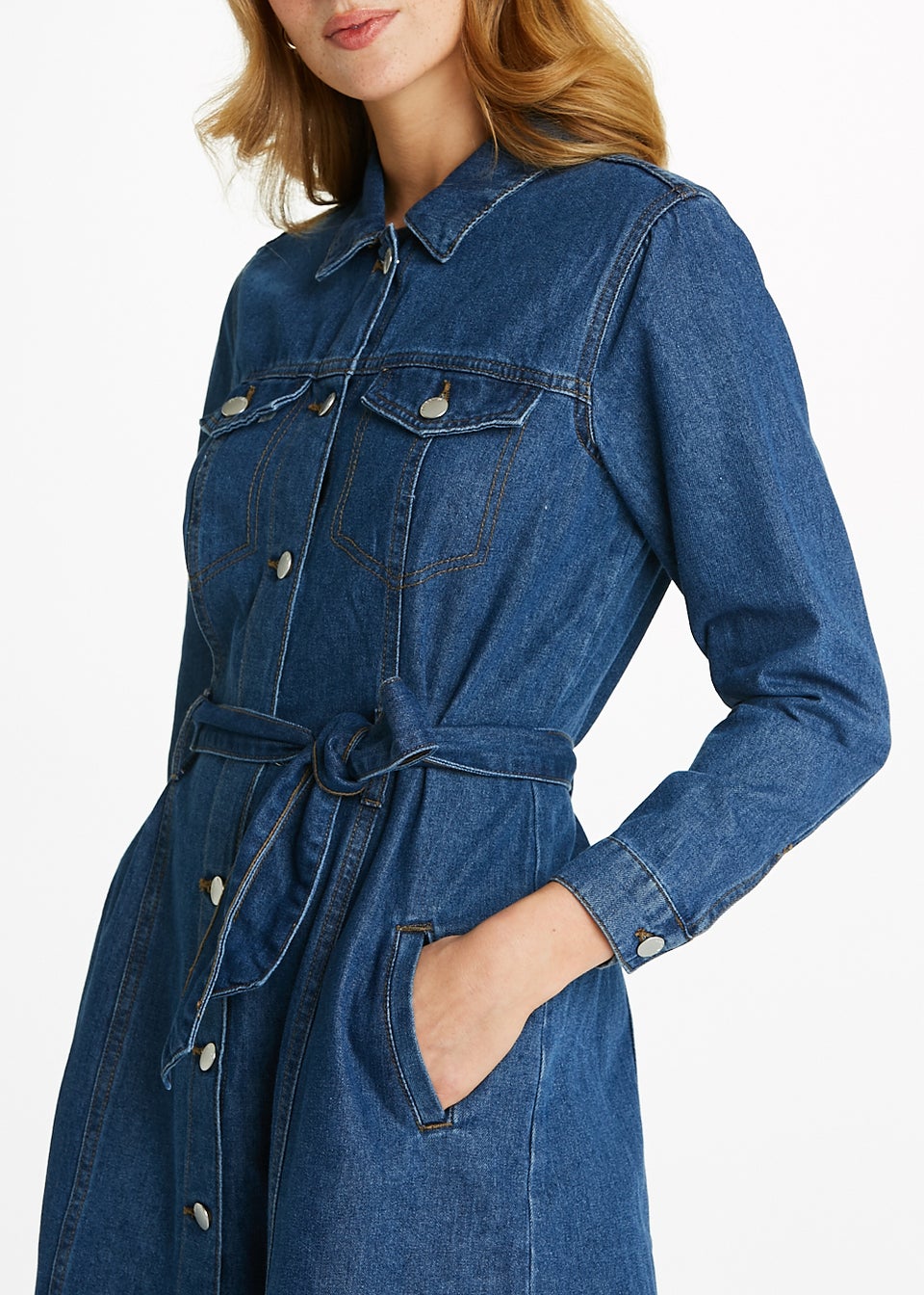 JDY Blue Sansa Denim Midi Dress Matalan