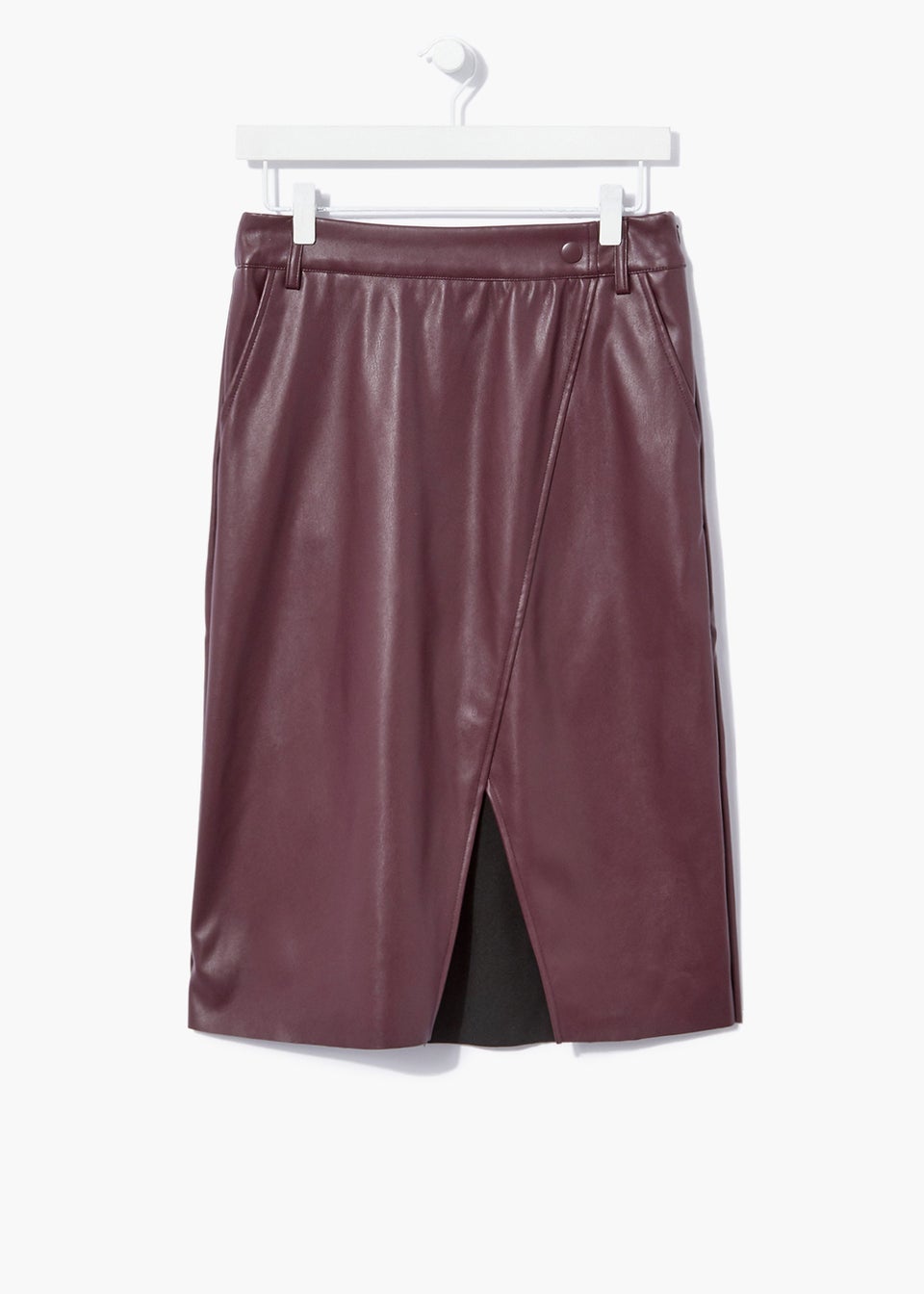 JDY Joanna Burgundy Faux Leather Midi Skirt