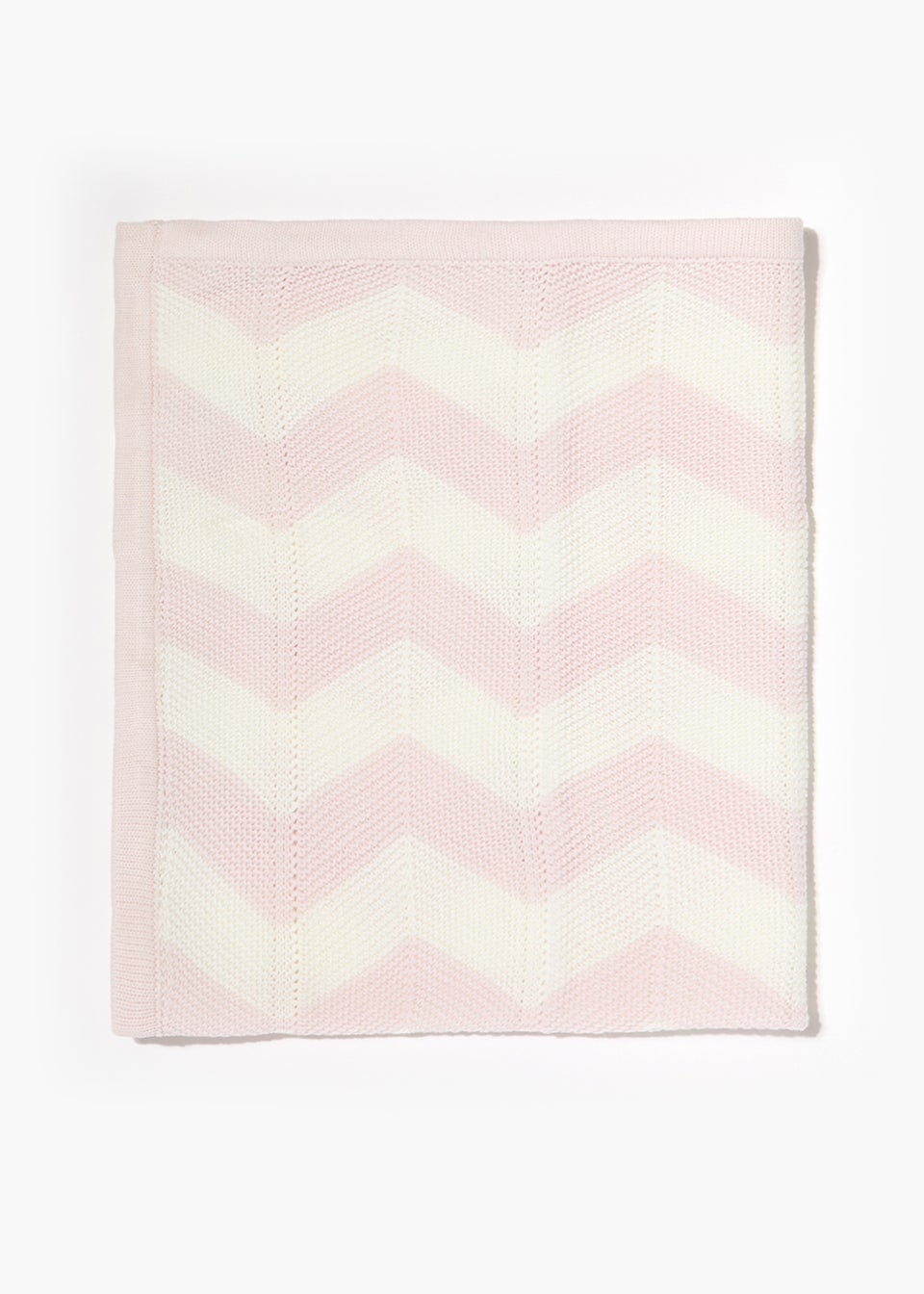 Pink Chevron Knitted Baby Blanket (90cm x 70cm)