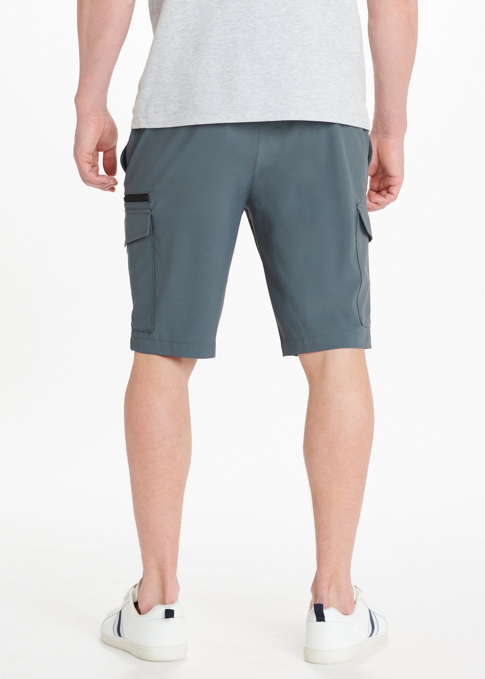Grey Drawcord Cargo Shorts