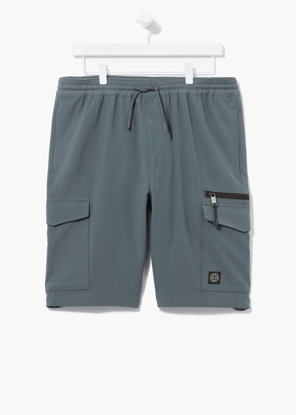 Grey Drawcord Cargo Shorts