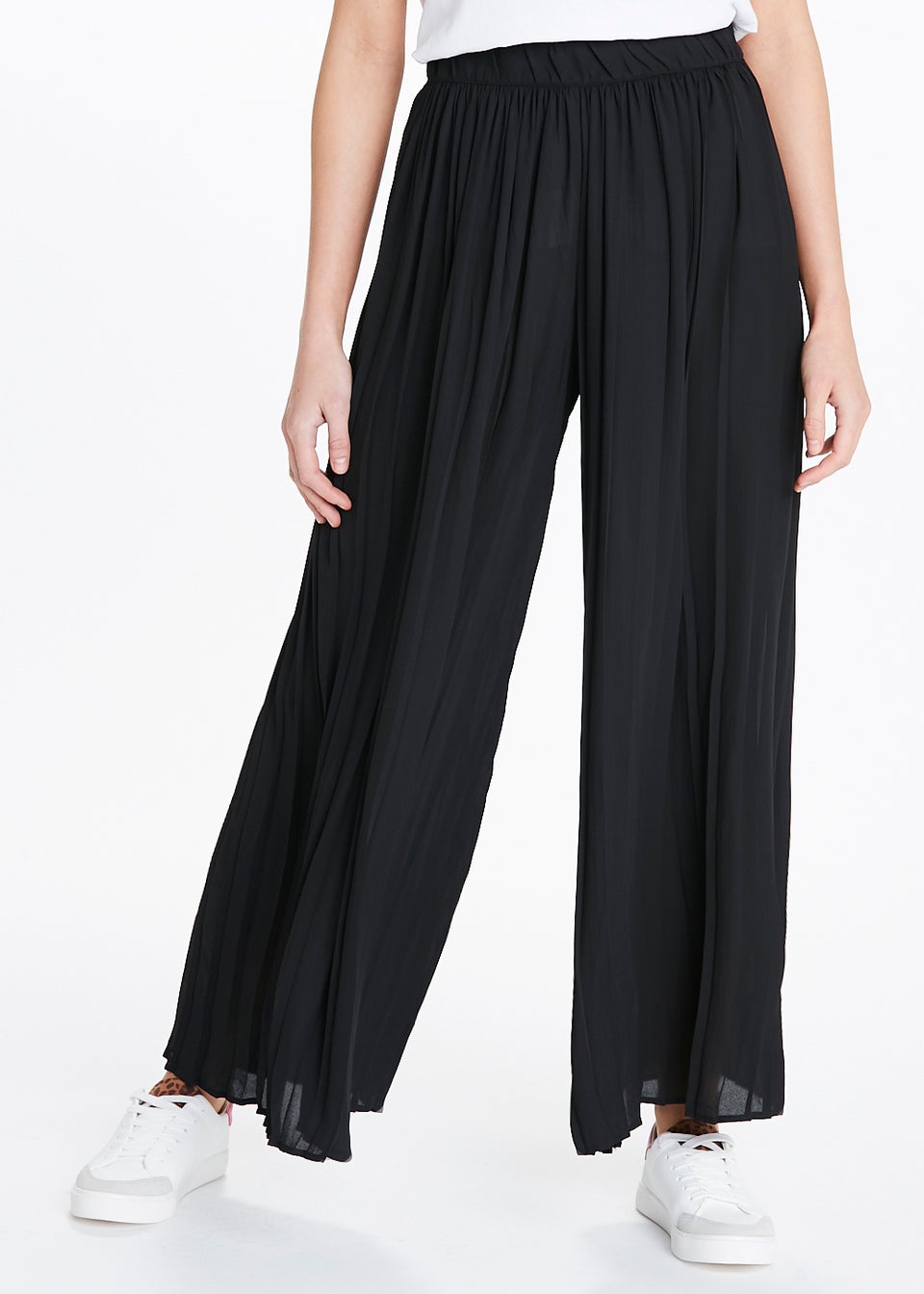 JDY Pila Black Wide Leg Pleated Trousers