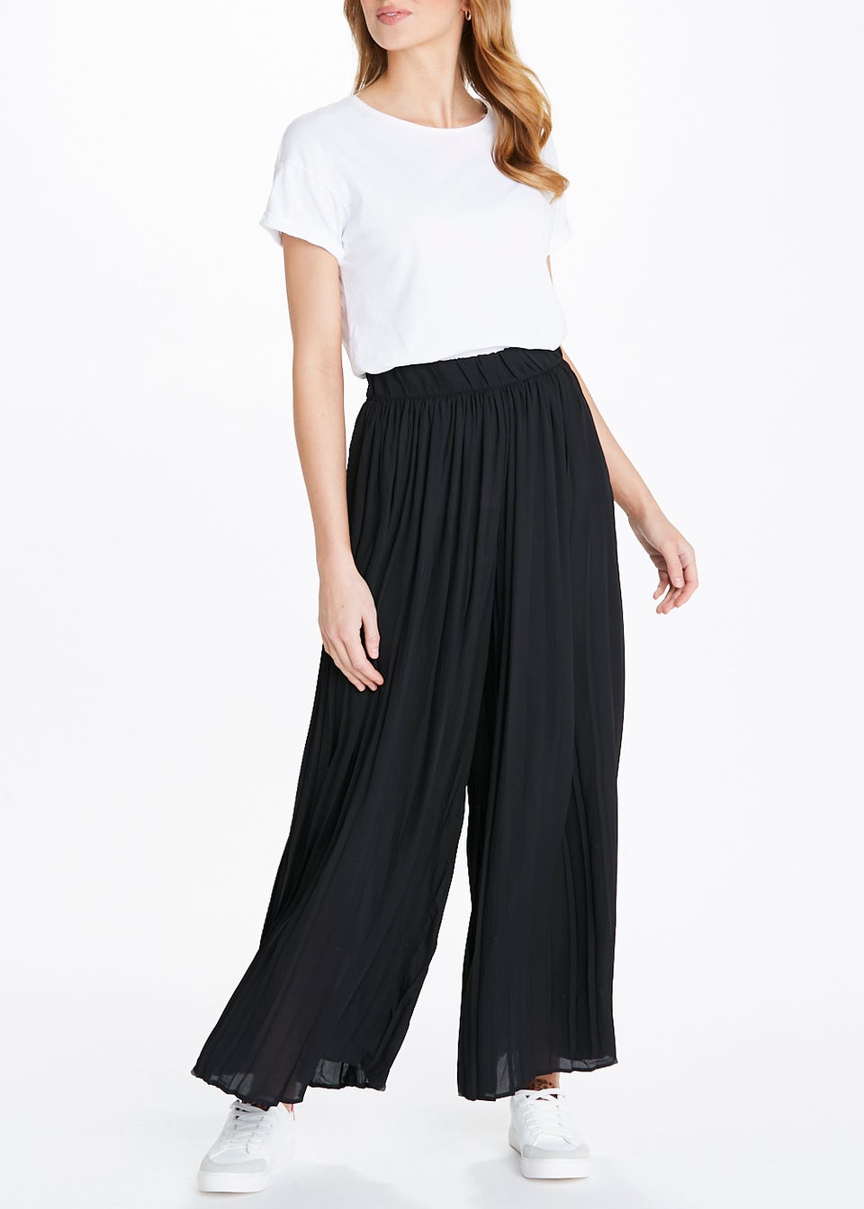 JDY Pila Black Wide Leg Pleated Trousers