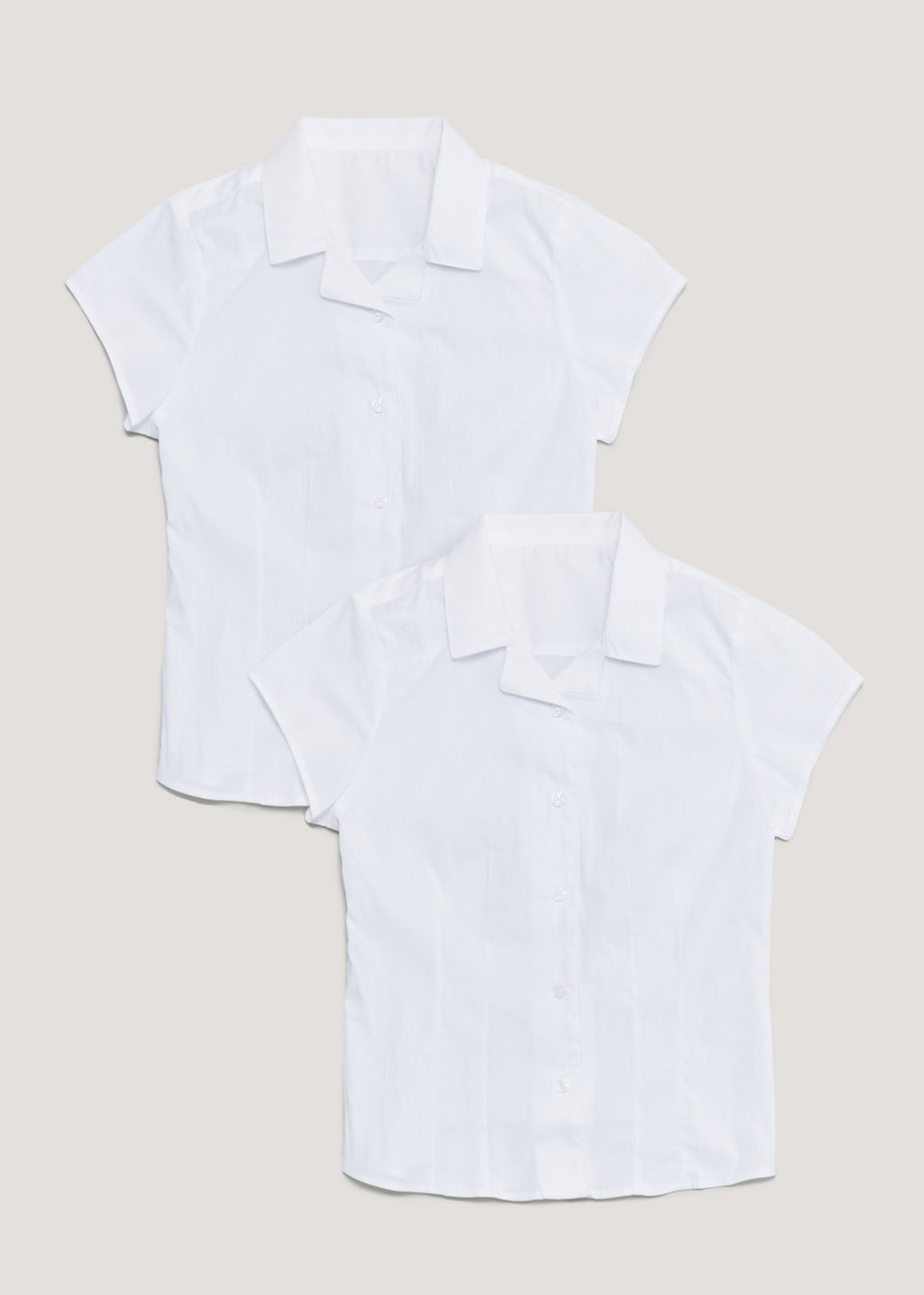 Girls 2 Pack White Stretch Fit School Blouses 8 16yrs Matalan 1096