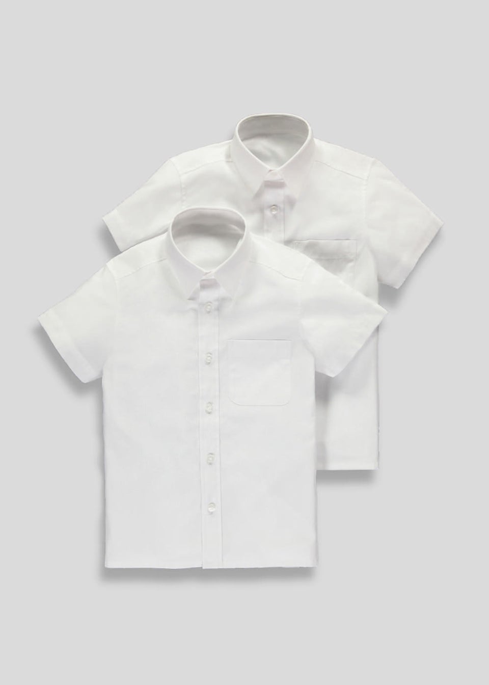 Boys 2 Pack White Slim Fit Short Sleeve School Shirts (4-16yrs)
