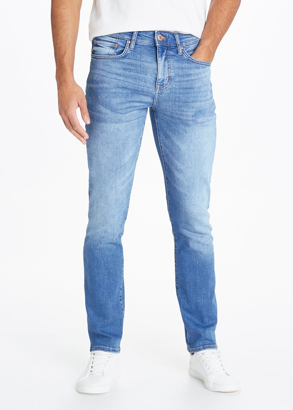 Bright Blue Stretch Slim Fit Jeans - Matalan