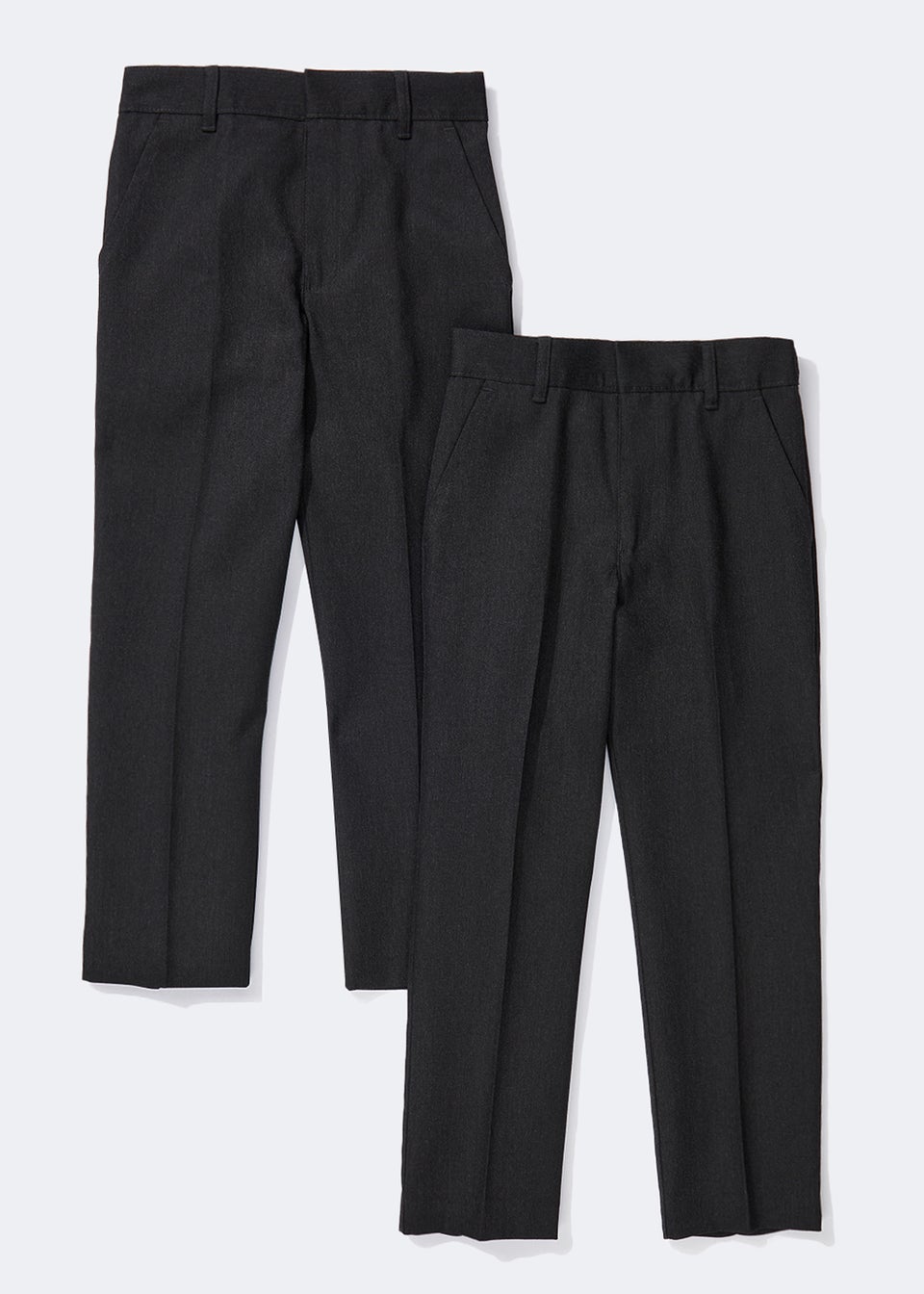 Boys 2 Pack Charcoal Slim Fit School Trousers (3-16yrs) - Matalan