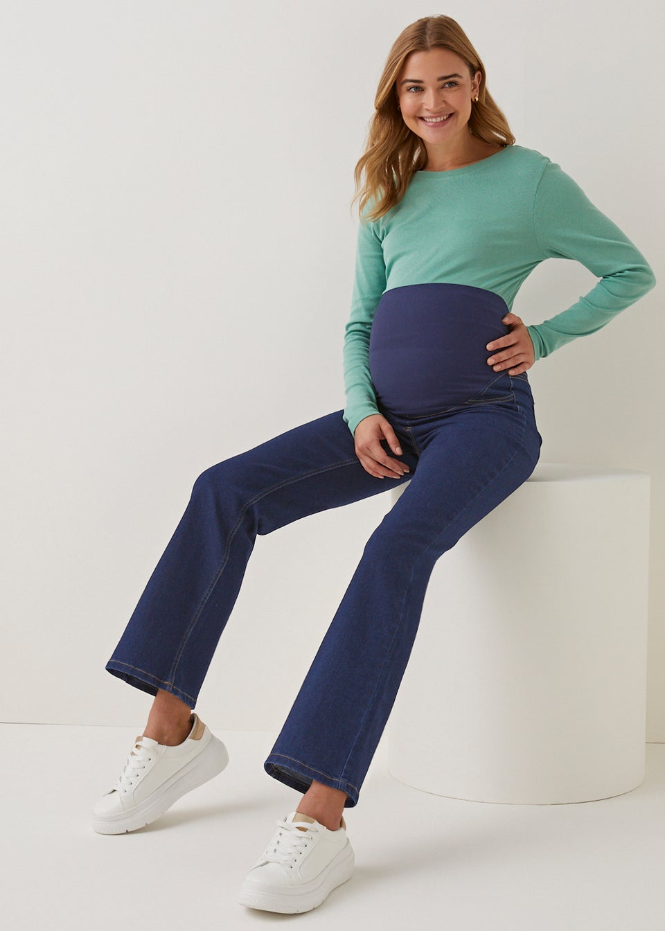 Maternity Sadie Mid Wash Over Bump Bootcut Jeans