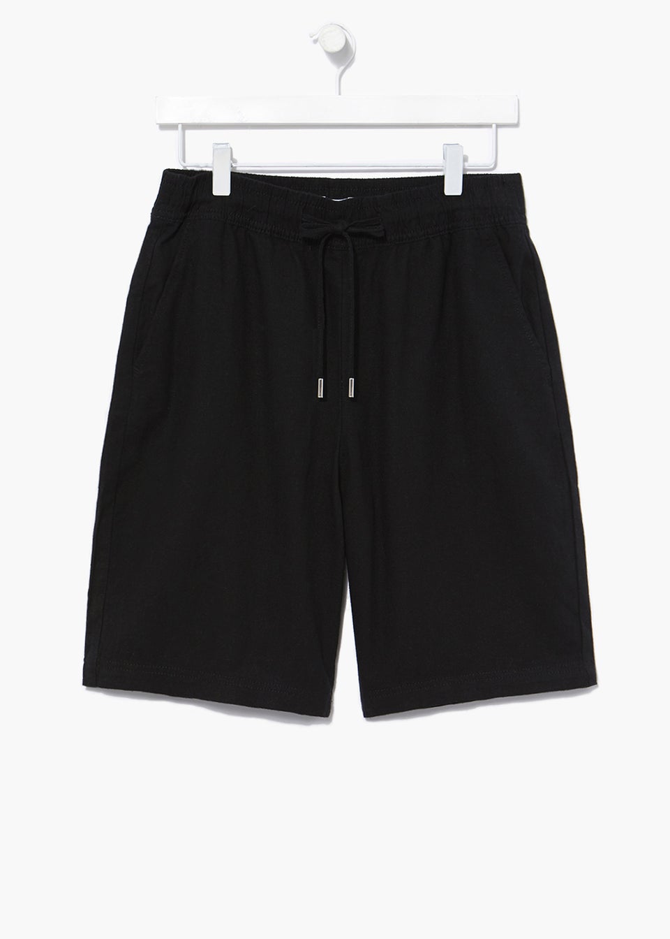 Black Linen Blend Bermuda Shorts