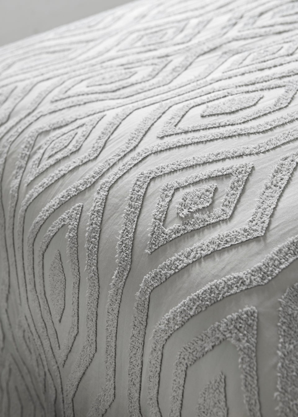 Grey Geometric Tufted Duvet Cover