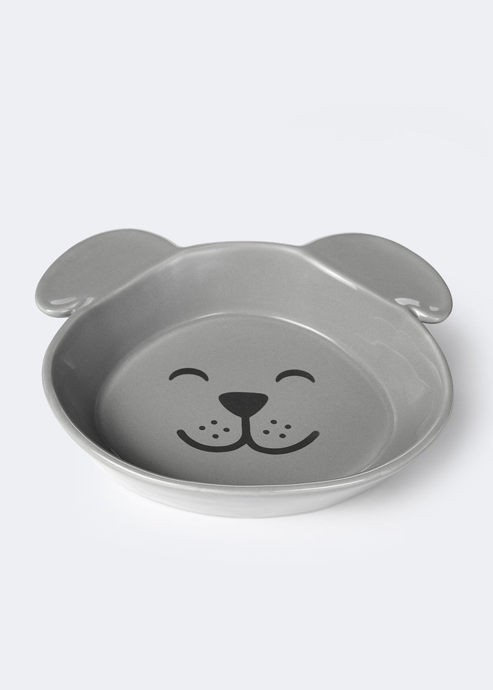 Grey Dog Face Ceramic Pet Bowl (21cm x 5cm)