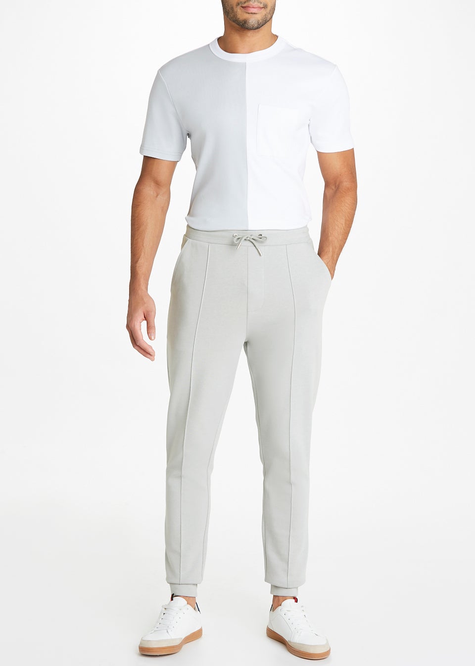 T W Ice Grey Seam Detail Cuffed Joggers Matalan