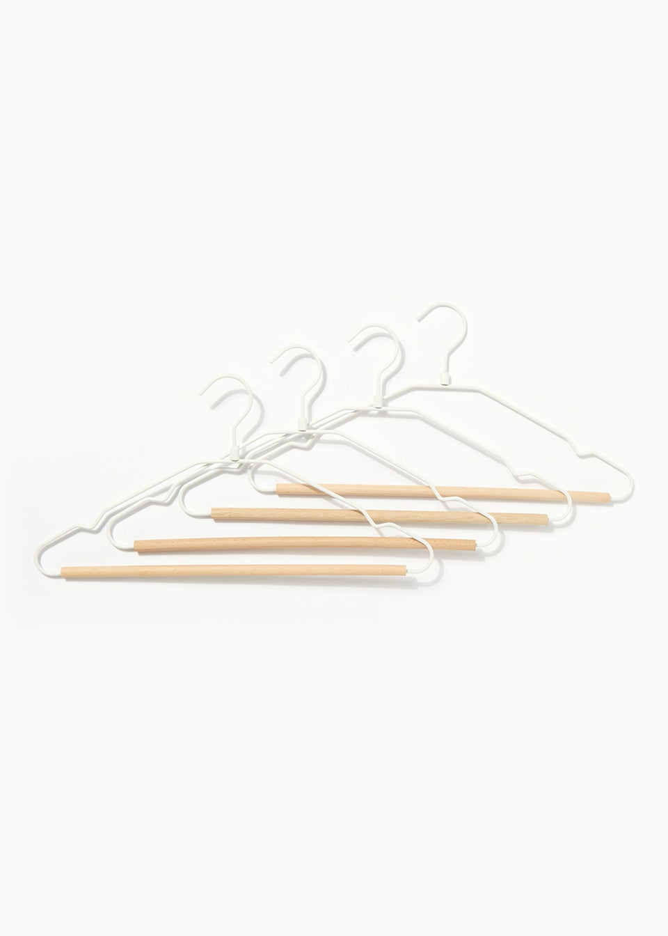 4 Pack White Metal & Wood Hangers (21cm x 42cm)