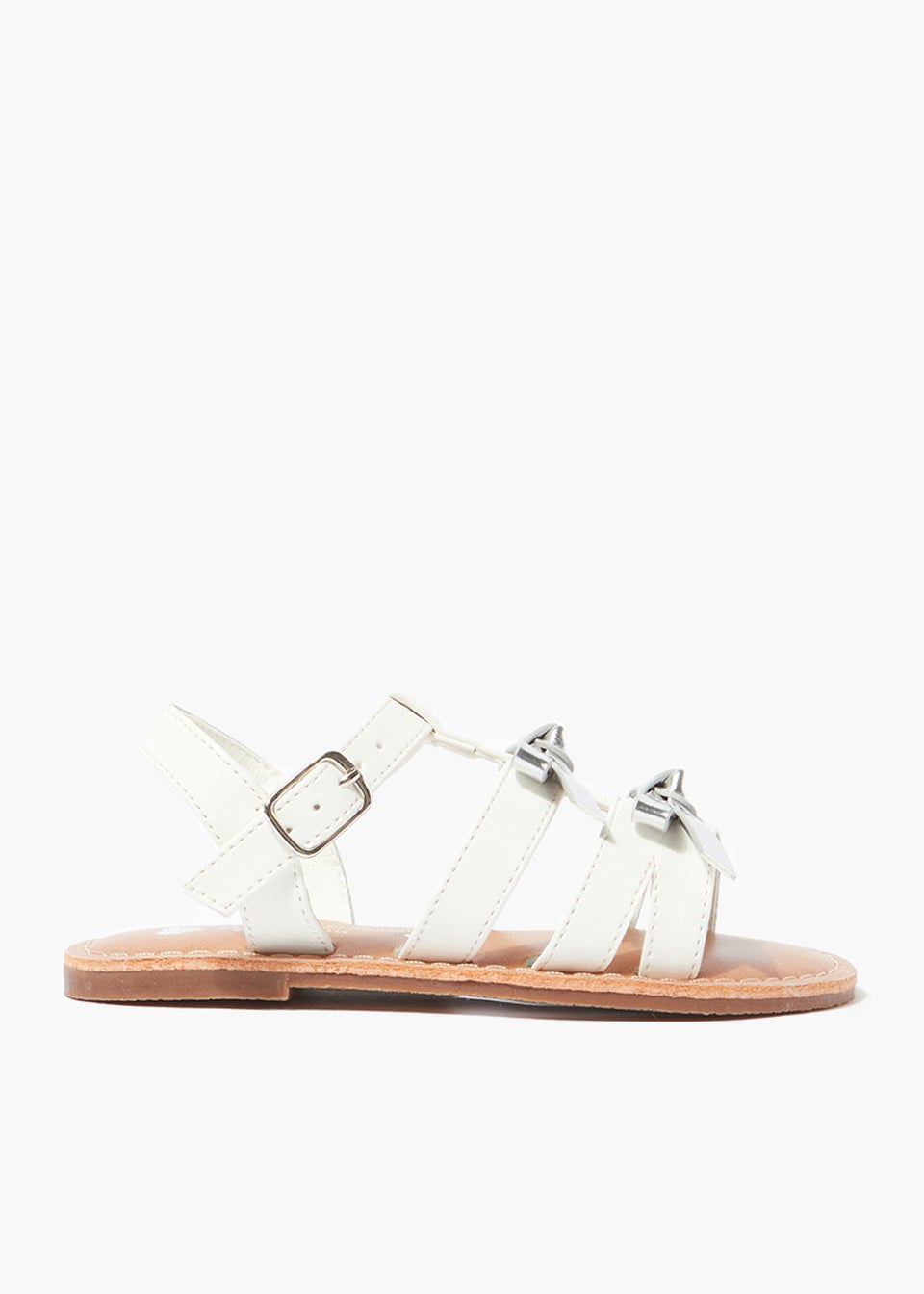 Girls Nude Bow Trim Sandals (Younger 4-9)