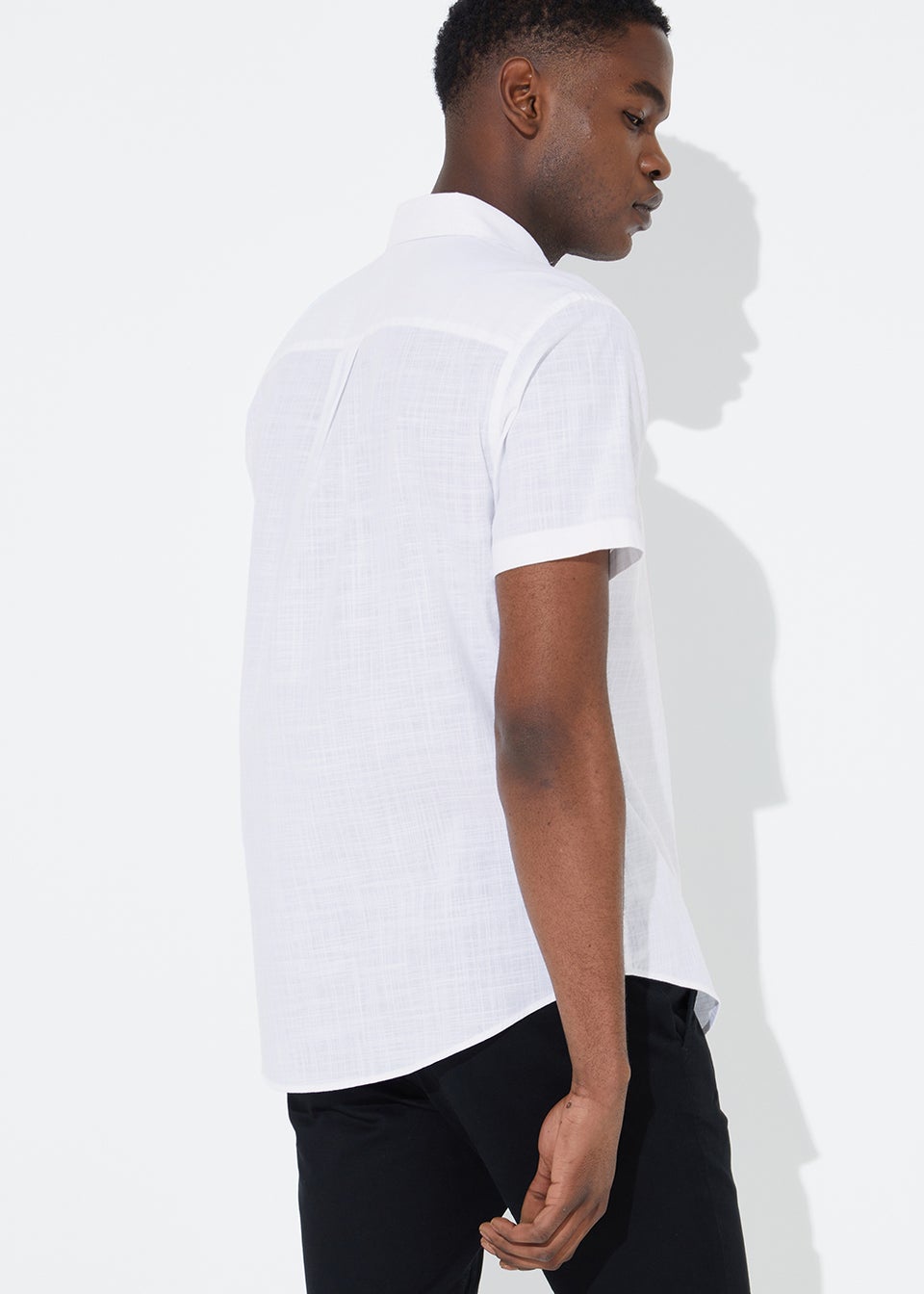 White Short Sleeve Textured Shirt