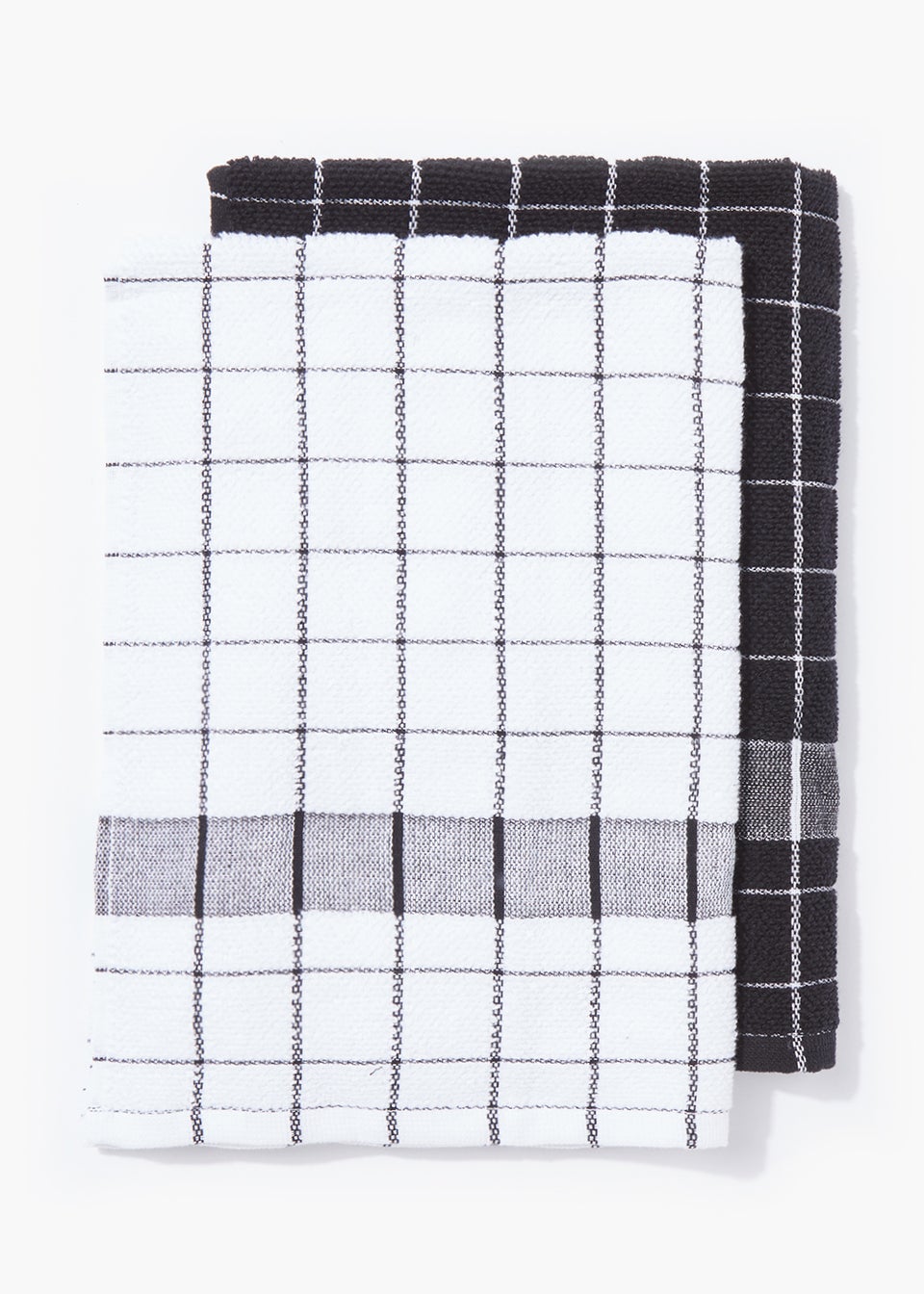 2 Pack Black Check Jumbo Terry Tea Towels (50cm x 70cm)