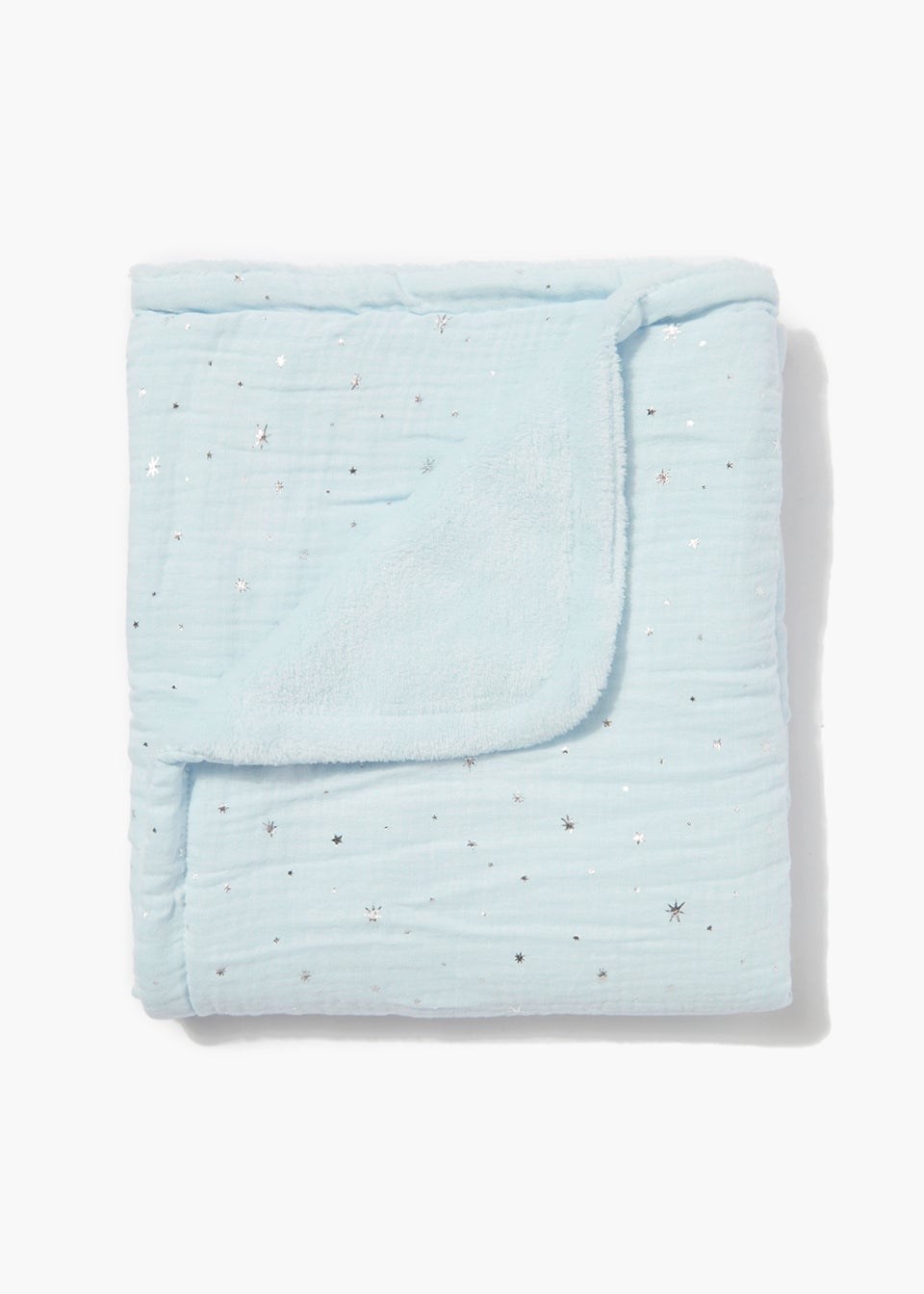 Blue Muslin Star Foil Baby Blanket (60cm x 80cm)