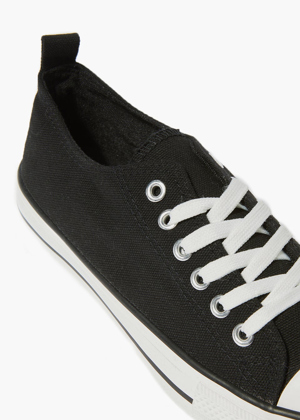 Black Toe Cap Canvas Trainers