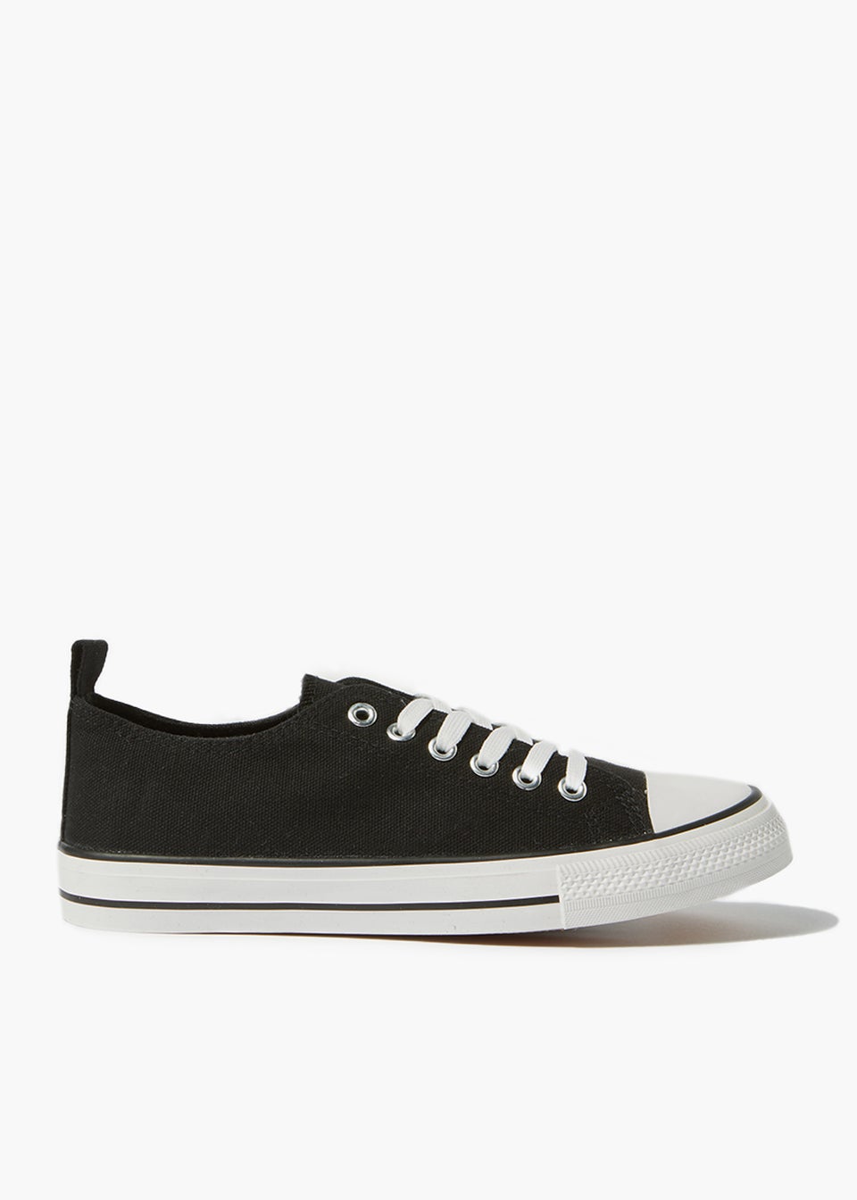 Black Toe Cap Canvas Trainers