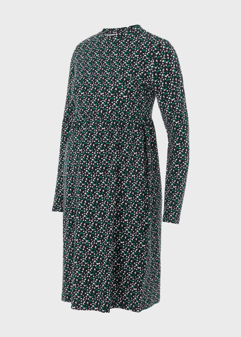 Mamalicious Maternity Black Floral Print Mini Swing Dress