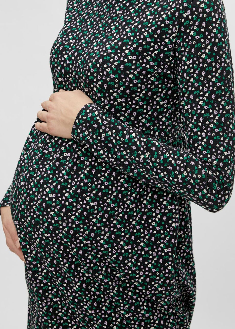 Mamalicious Maternity Black Floral Print Mini Swing Dress