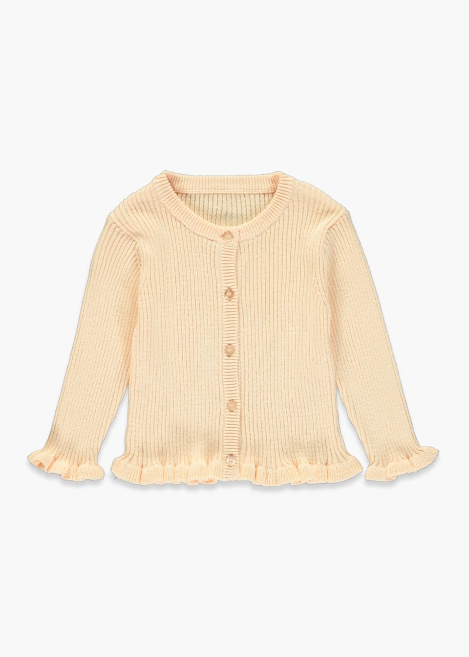 Girls Peach Ribbed Frill Cardigan 9mths 6yrs Matalan