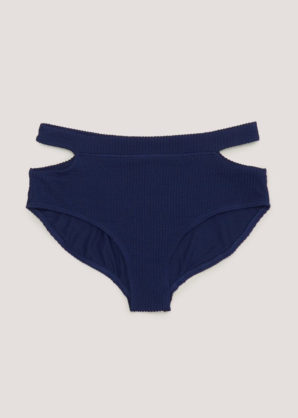 Navy Crinkle Side Cut Out Bikini Bottoms