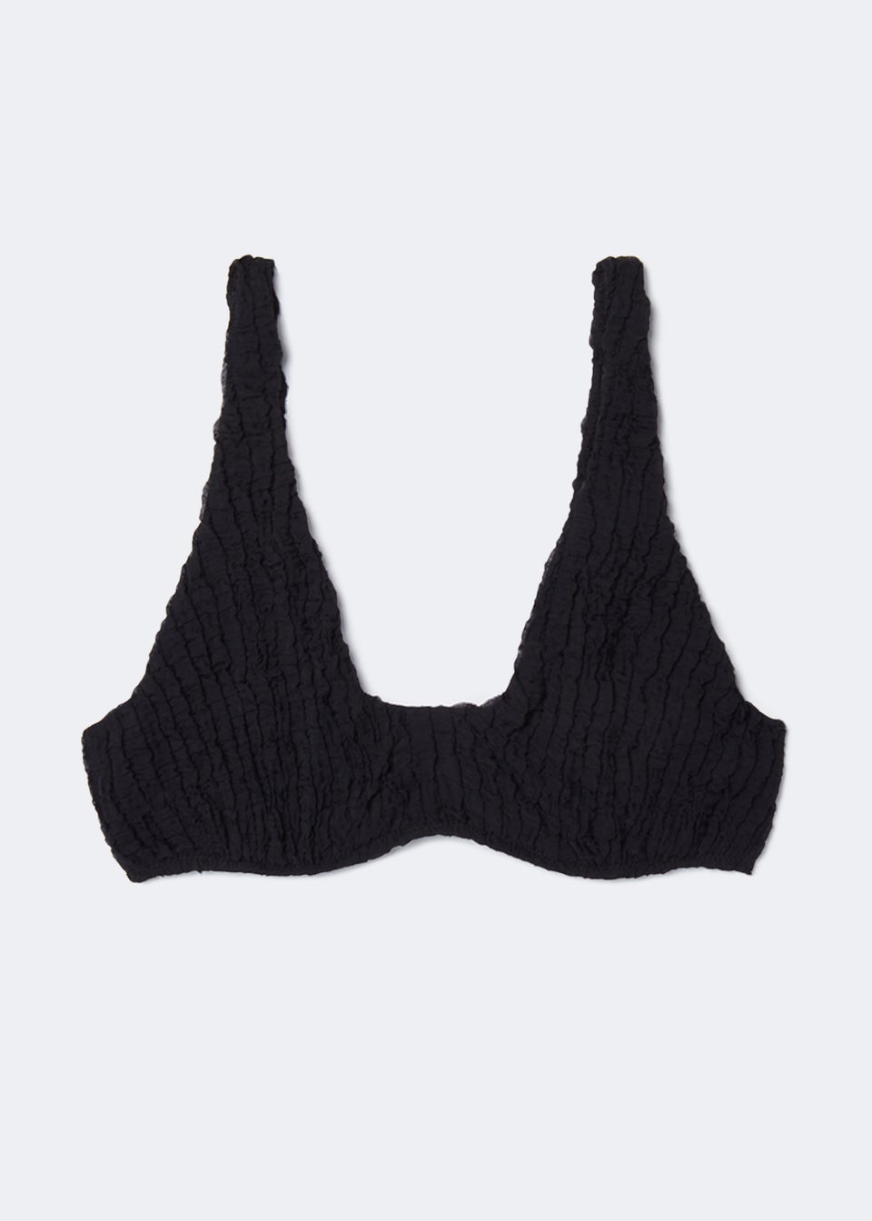 Black Underwired Seersucker Bikini Top