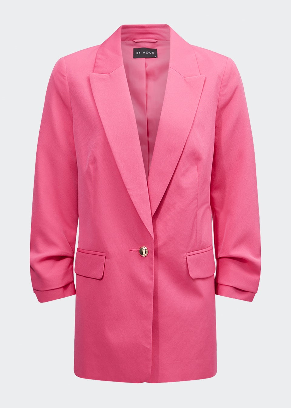 Et Vous Pink Ruched Sleeve Blazer